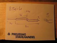 Spitze 31mm, Teile (Mantel) 46mm, Teile (gesamt) 60mm, zwischen den Teilen sind 3-4mm Luft, Zwei Teile von Mantelende zu Mantele